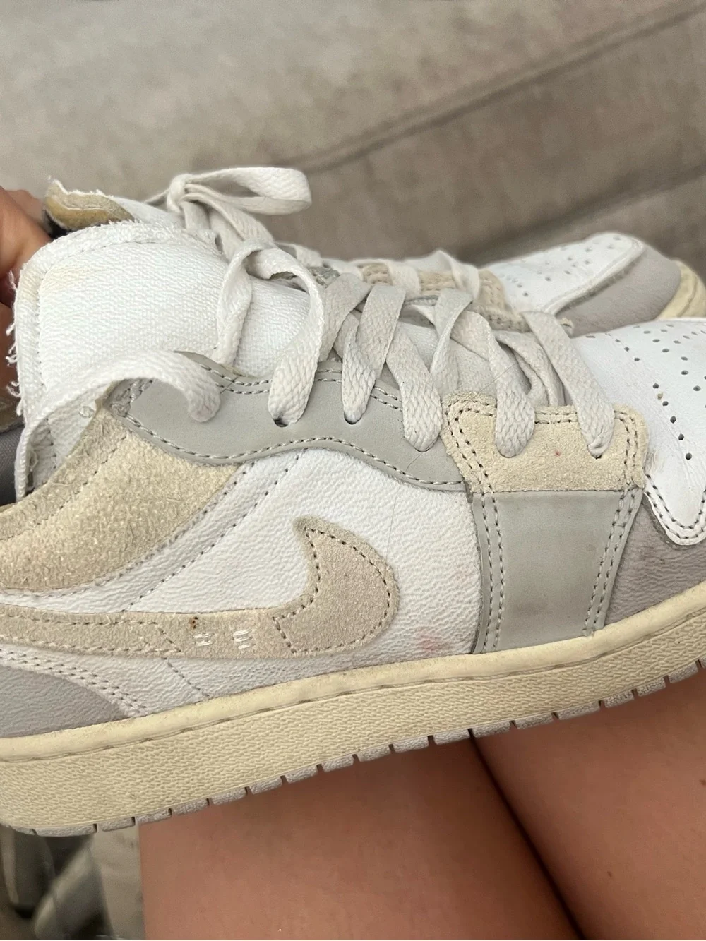 Nike Women’s Low-Top Sneakers in White, Light Gray & Beige